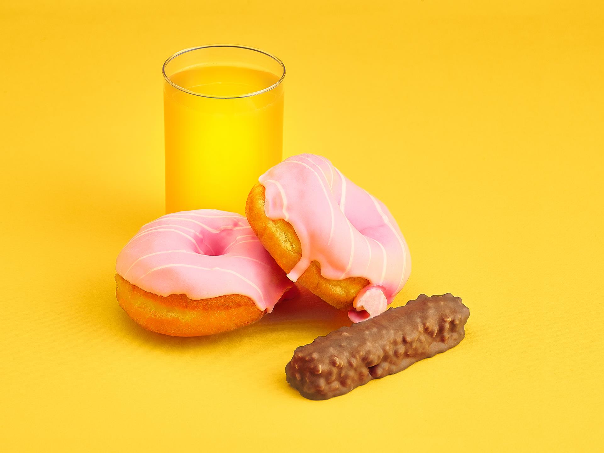 donuts-fresh-orange-juice-yellow