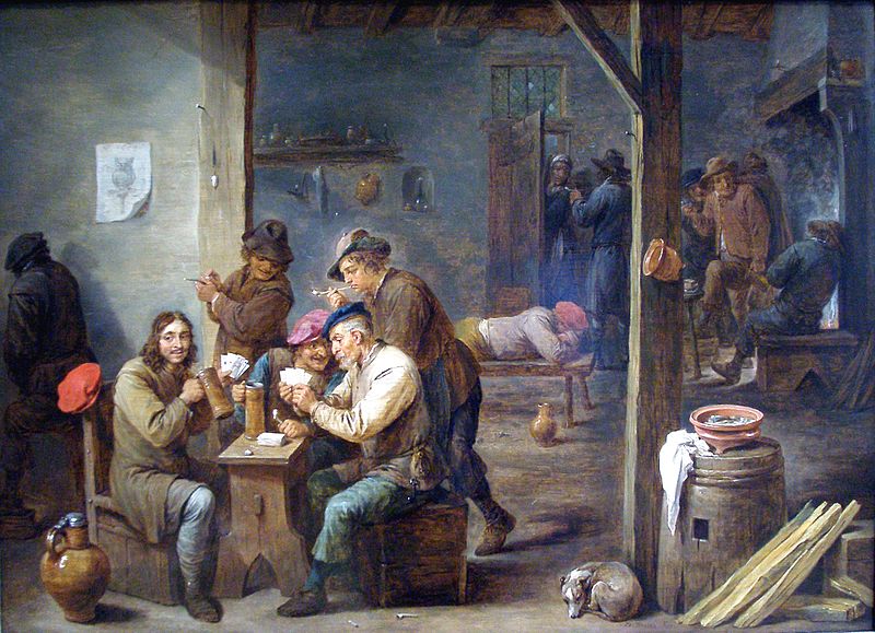 2 - Já imaginou como eram as primeiras tavernas, Esta pintura de David Teniers 1658, dá uma ideia do que acontecia por lá - jogos, bebida, descanso e negócios.