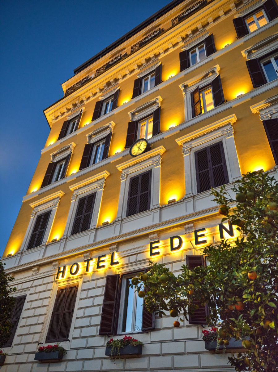 Hotel Eden-exterior facade at evening-Dorchester Collection