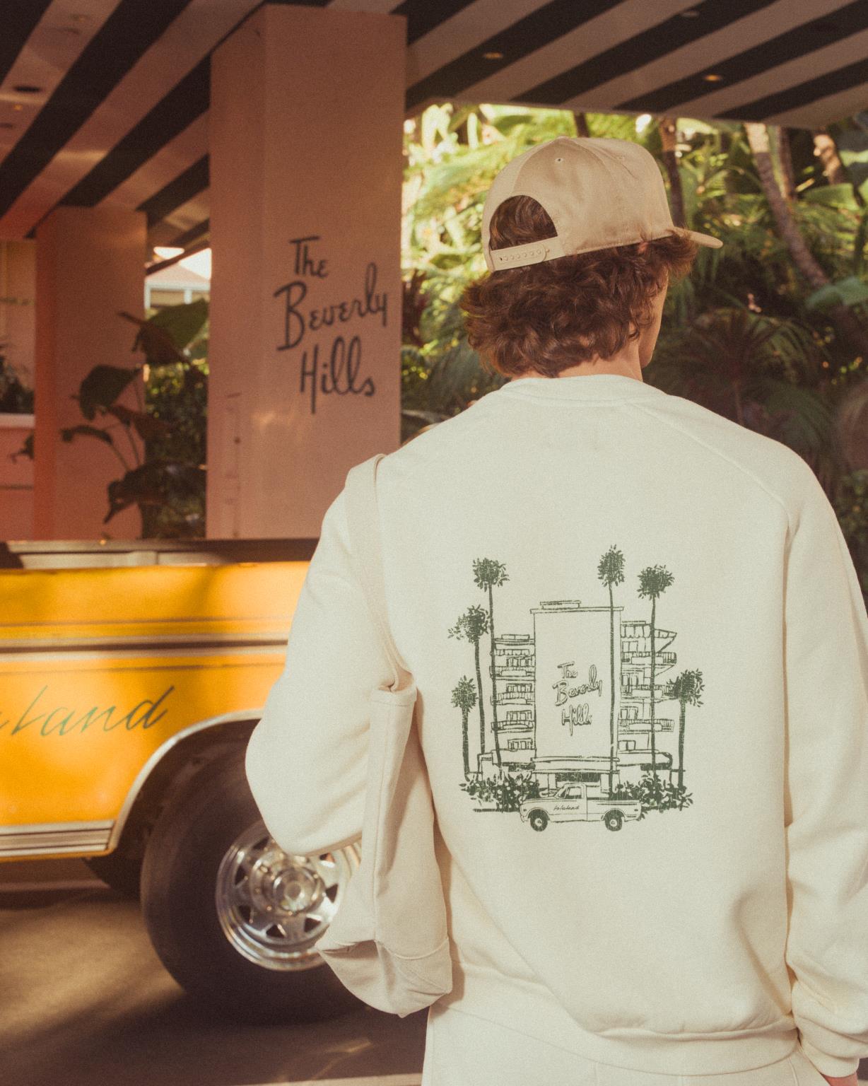 The Beverly Hills Hotel-La La Land Collaboration- Merchandise on red carpet-crewneck-Dorchester Collection