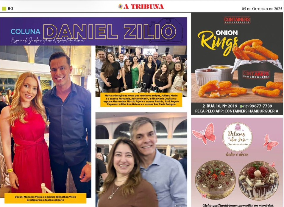 COLUNA DANIEL ZILIO: o destaque da semana foi para o Jantar Show do Hospital de Amor