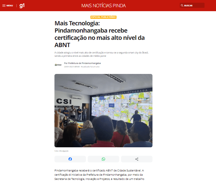 Notícia no site da TAB Uol