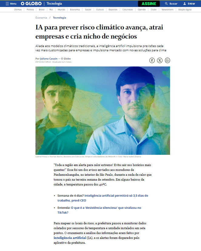 Notícia no site da TAB Uol