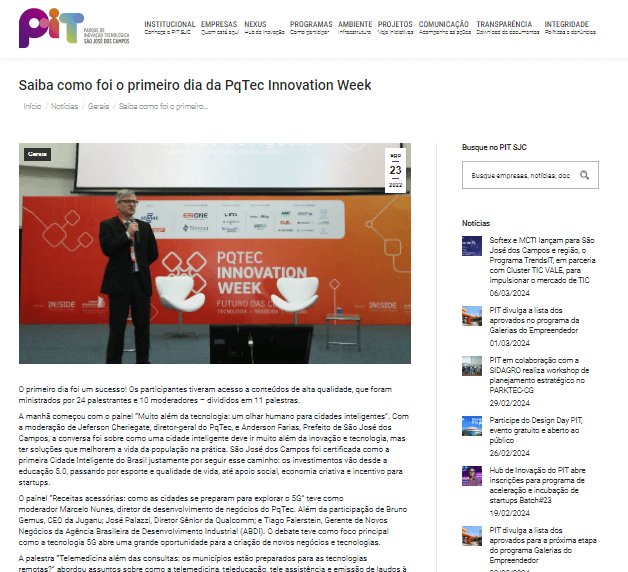 Notícia no site da TAB Uol