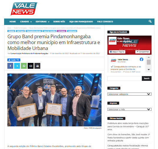 Notícia no site da TAB Uol