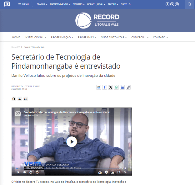 Notícia no site da TAB Uol