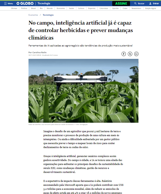 Notícia no site da TAB Uol