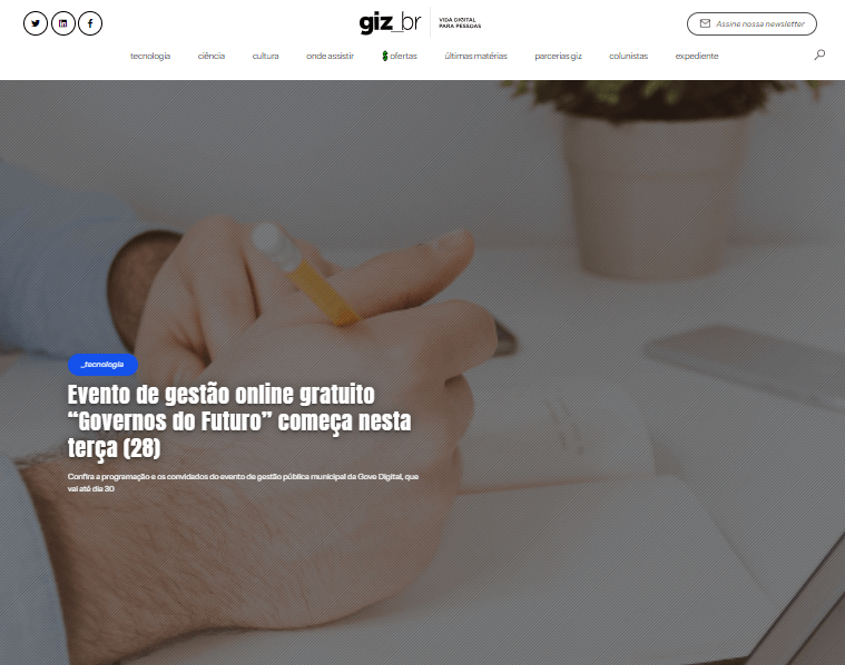 Notícia no site da TAB Uol