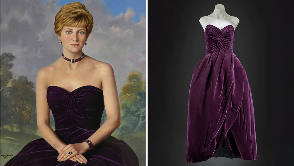 A princesa Diana usou este vestido de baile em dois retratos oficiais. Agora, ele está indo para leilão