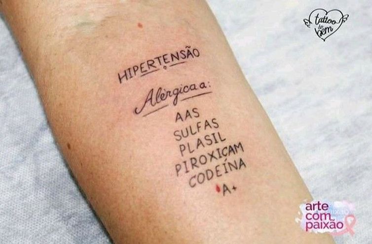 Evento doará tatuagens de segurança para pessoas com doenças crônicas