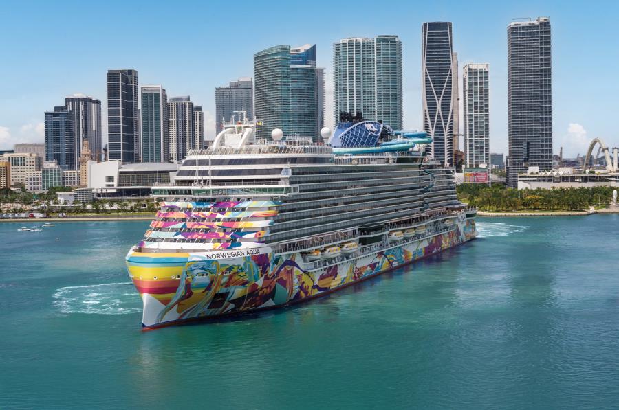 Norwegian Aqua chega em Miami para uma temporada de cruzeiros pelo Caribe até abril de 2026